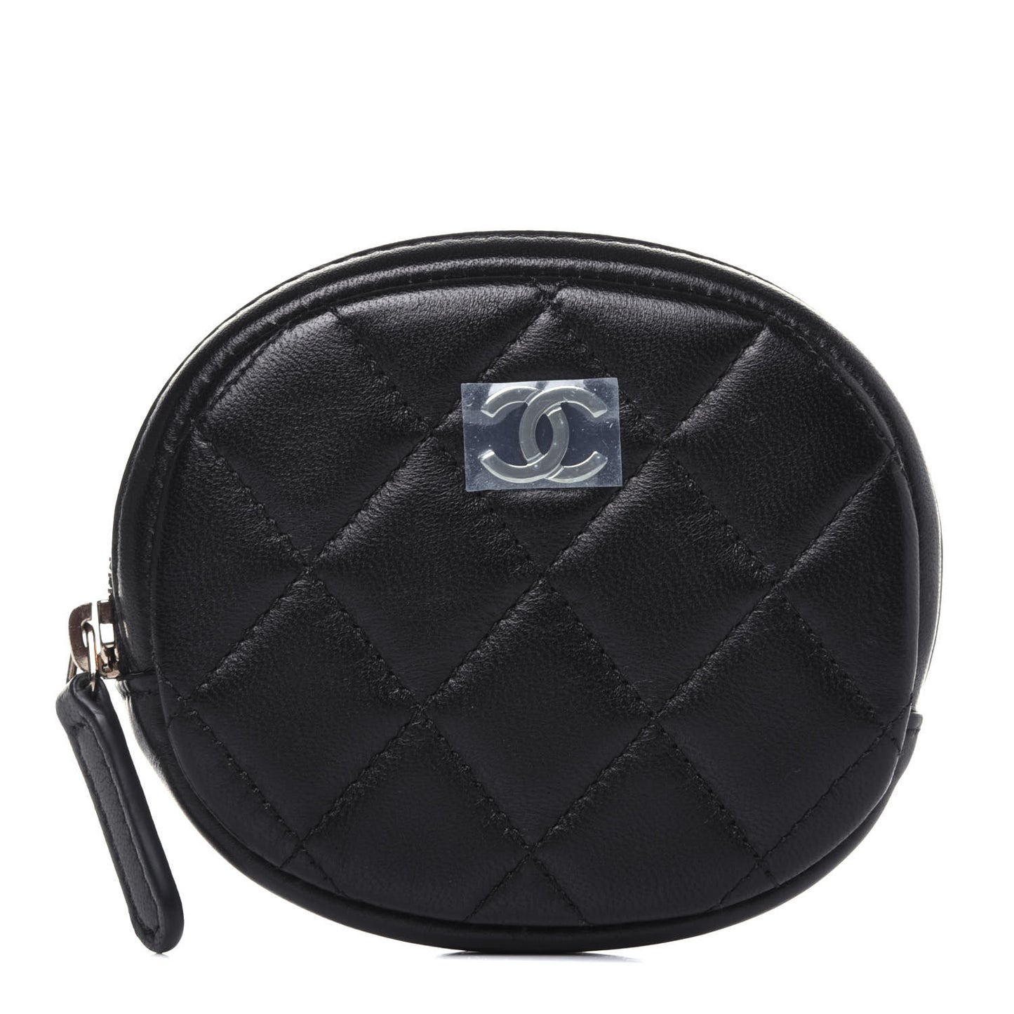 Lambskin Quilted Zip Around Classic Coin Purse Black