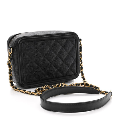 Chanel Caviar Quilted CC Filigree Vanity Clutch With Chain Black 3 of 11
