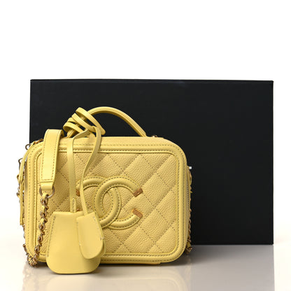Chanel Caviar Quilted Small CC Filigree Vanity Case Yellow 10 of 10