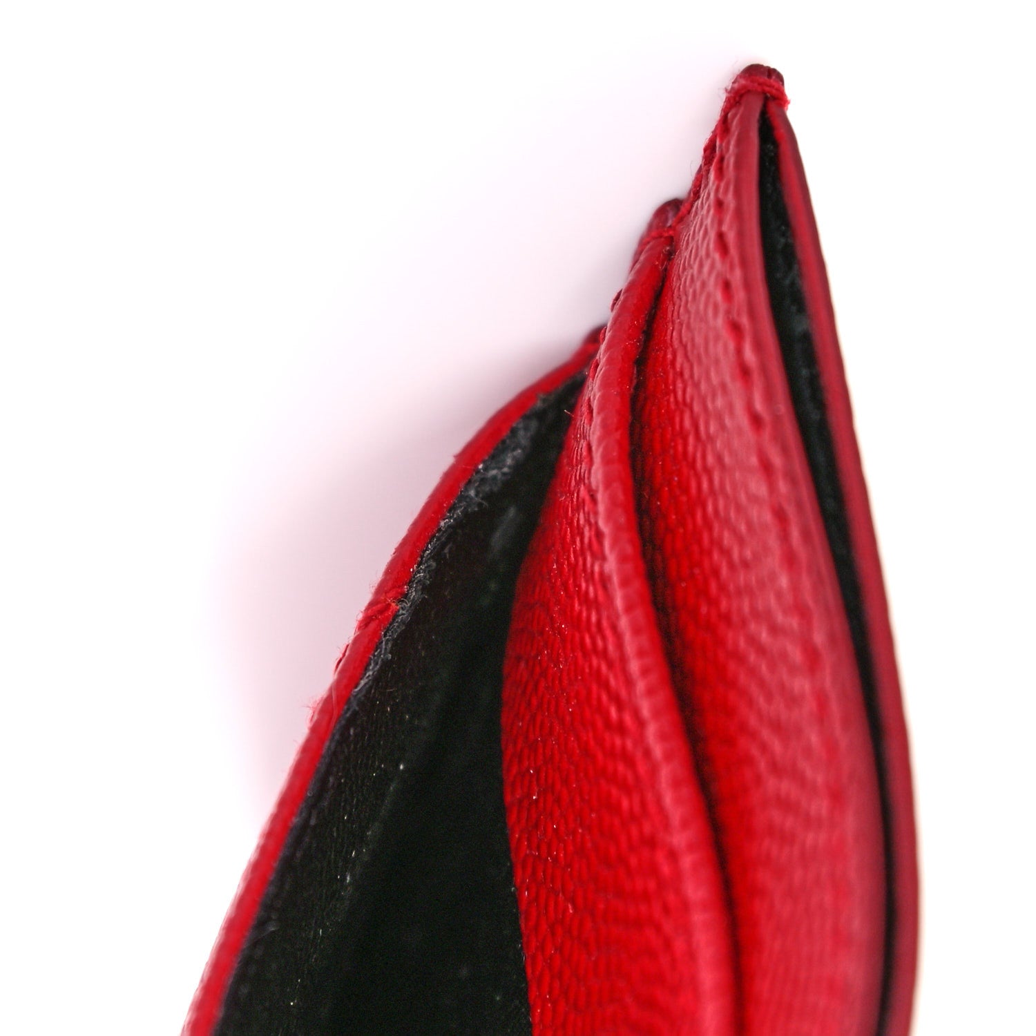 Saint Laurent Grain De Poudre Matelasse Chevron Monogram Credit Card Case New Red 5 of 5