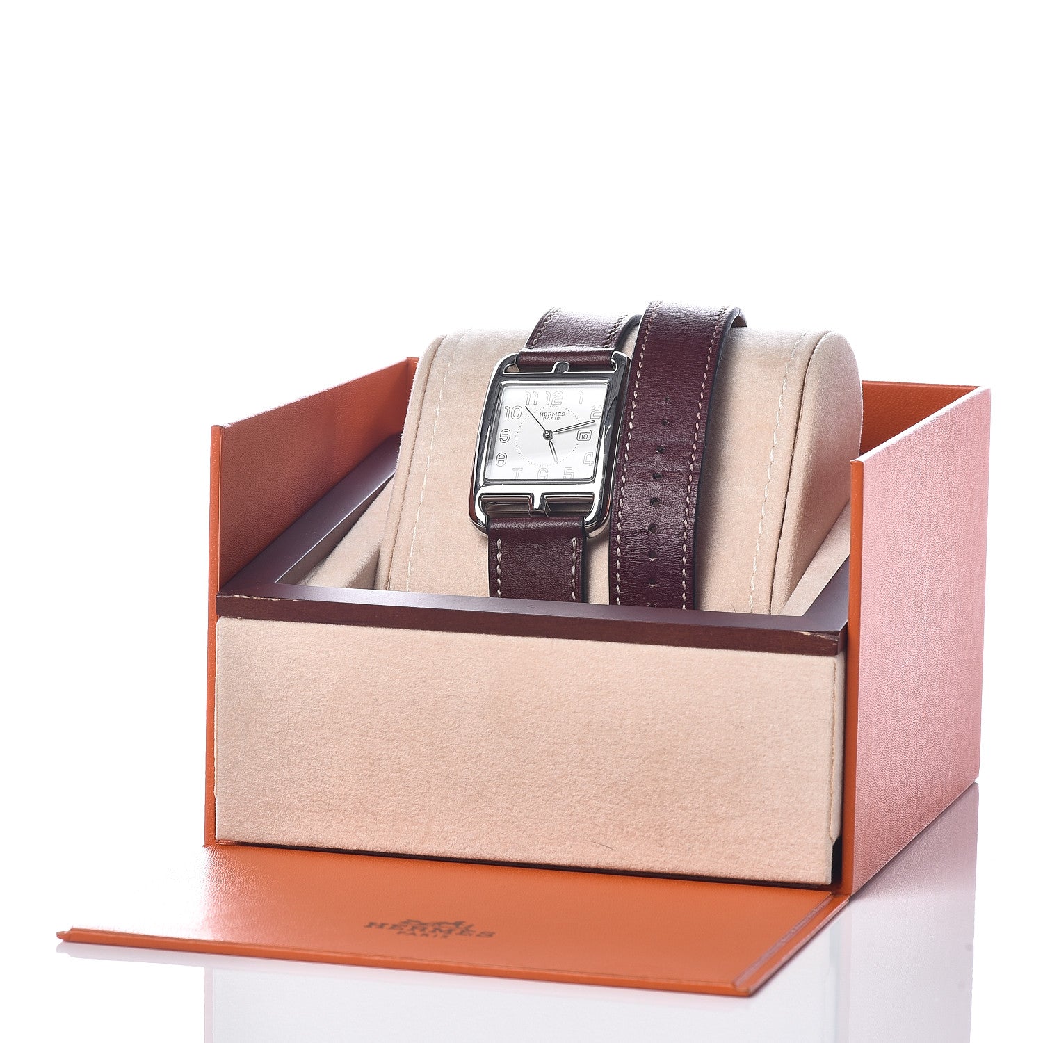 Hermes Stainless Steel Barenia 29mm Cape Cod Double Tour Quartz Watch Rouge H 6 of 6