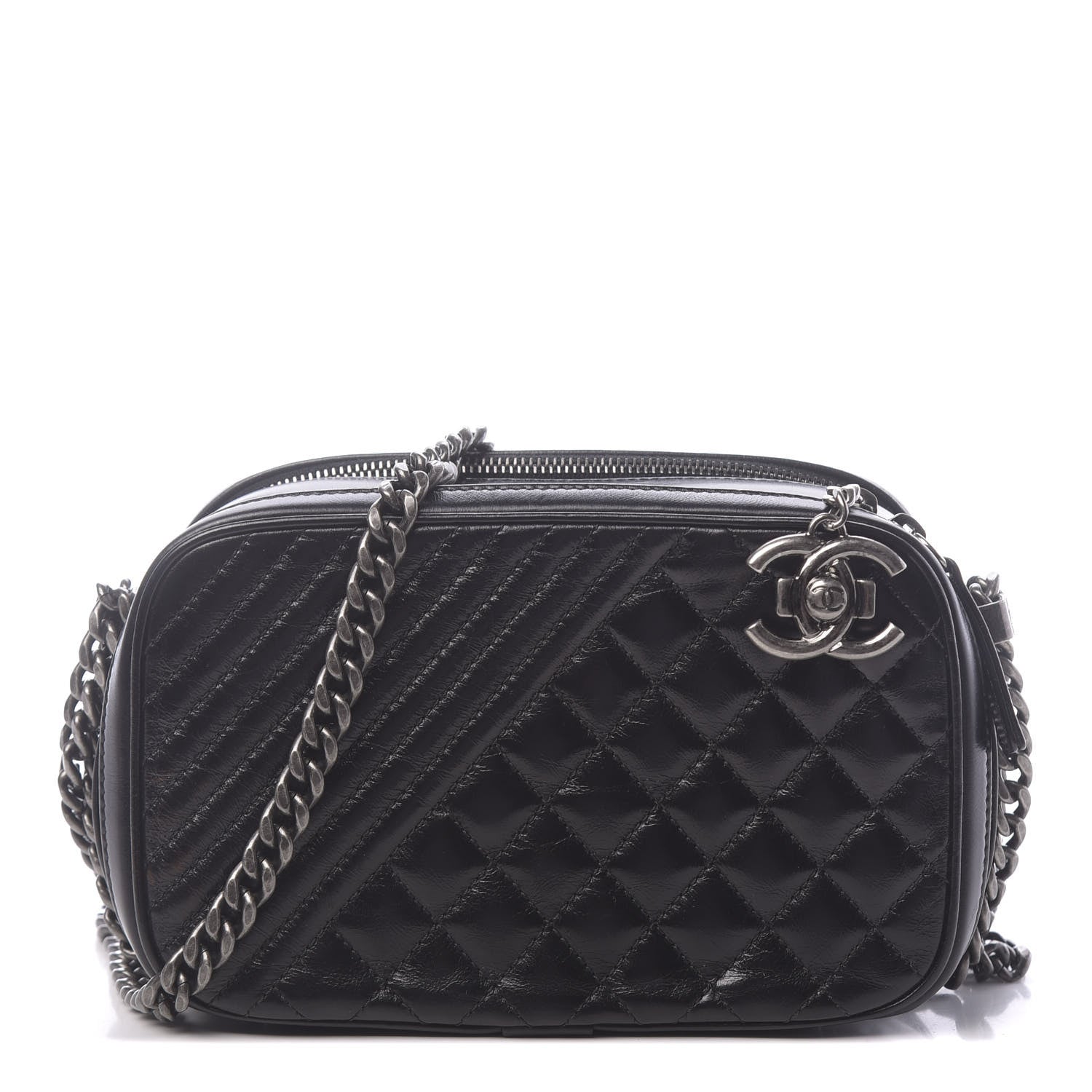 Chanel Glazed Calfskin Small Coco Boy Camera Case Black 1 of 12