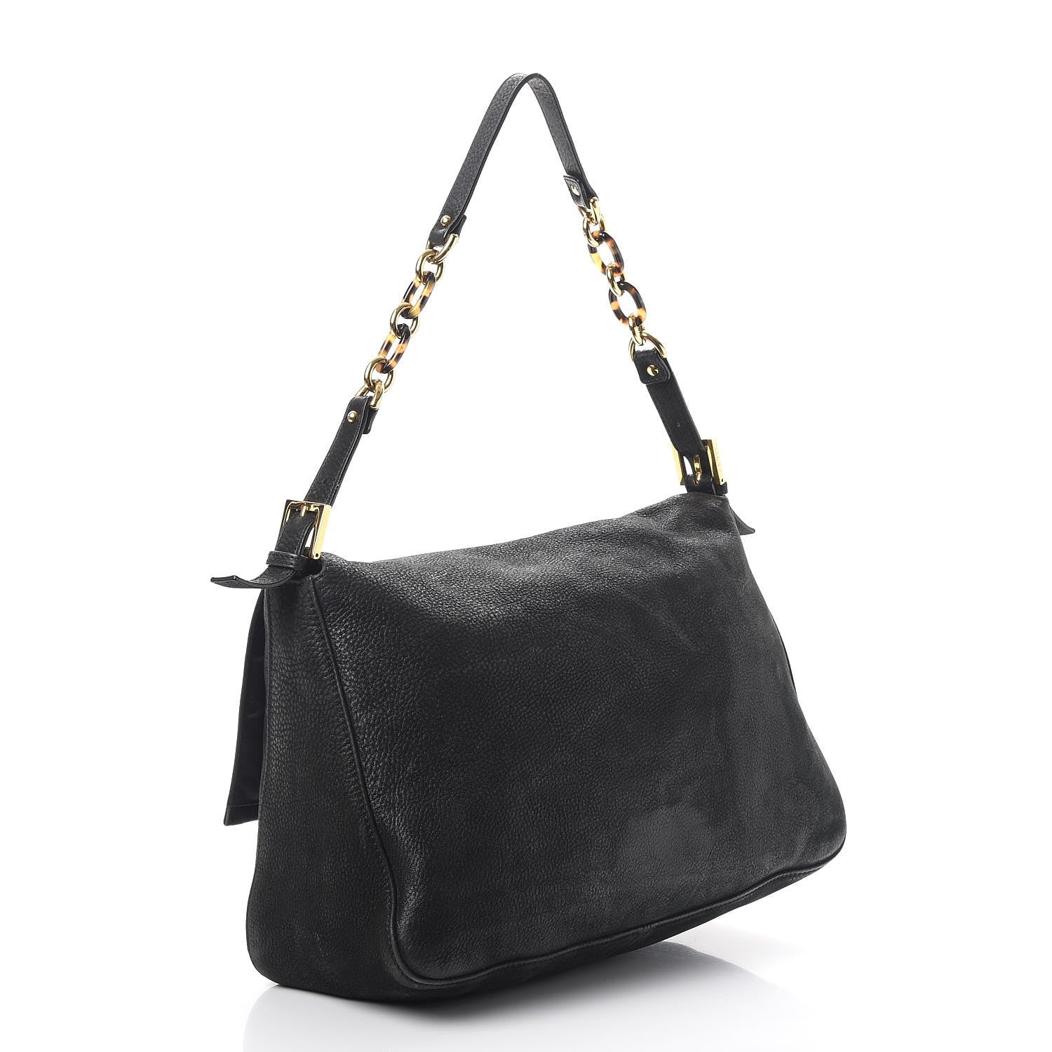 Fendi Vitello Savana Big Mama Baguette Black Tartaruga Natural 3 of 16