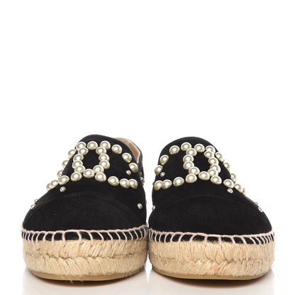 Chanel Suede Pearl CC Espadrilles 39 Black 3 of 10
