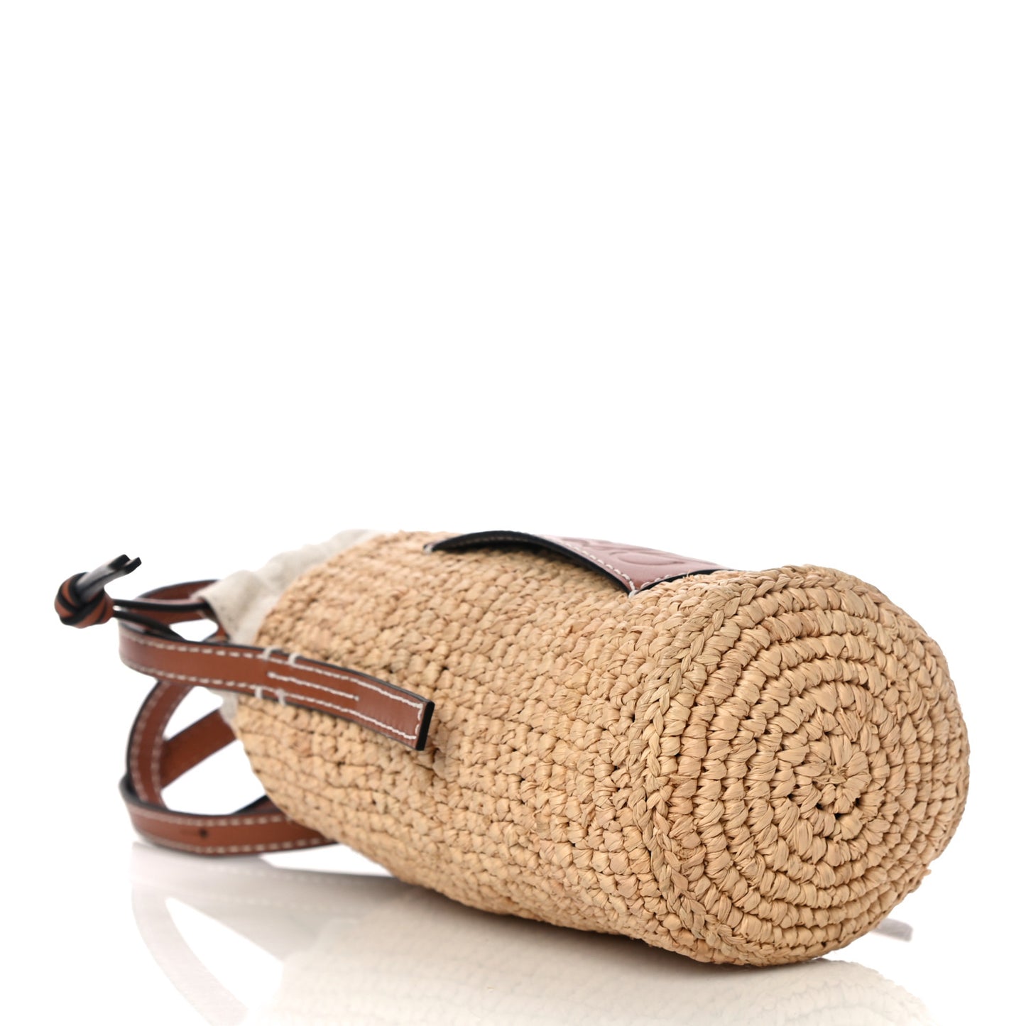 Calfskin Raffia Paulas Ibiza Bucket Bag Natural Tan