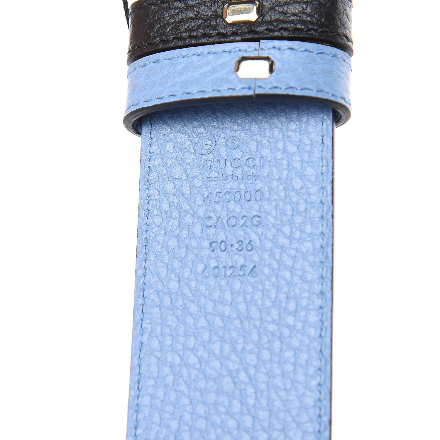 Gucci Dollar Calfskin 1973 Reversible Belt 90 36 Black Mineral Blue 4 of 6