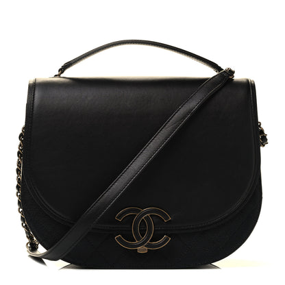 Chanel Shiny Calfskin Goatskin Quilted Medium Coco Curve Messenger Flap Black 1 of 4