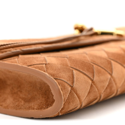 Bottega Veneta Suede Intrecciato Long Andiamo Top Handle Clutch Amber 9 of 10