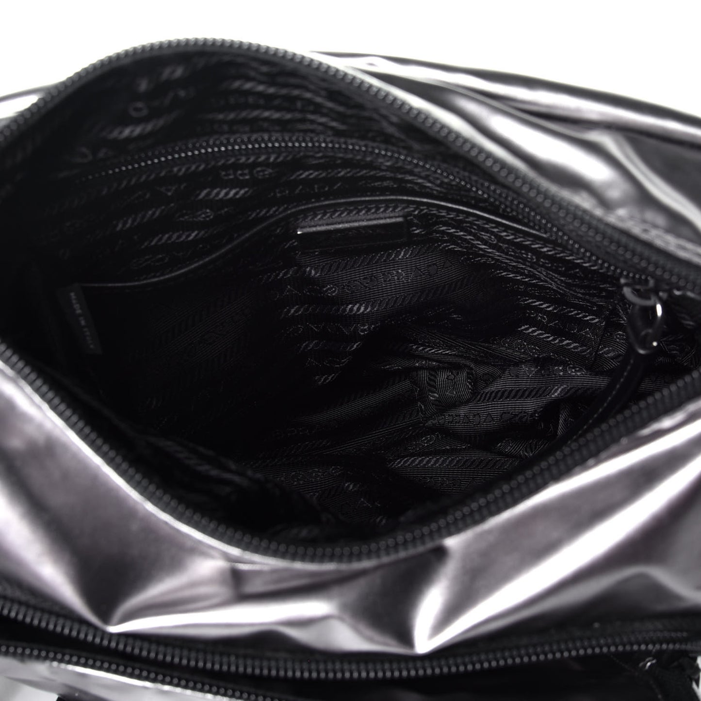 Metallic Nylon Studded Messenger Bag Ferro Black