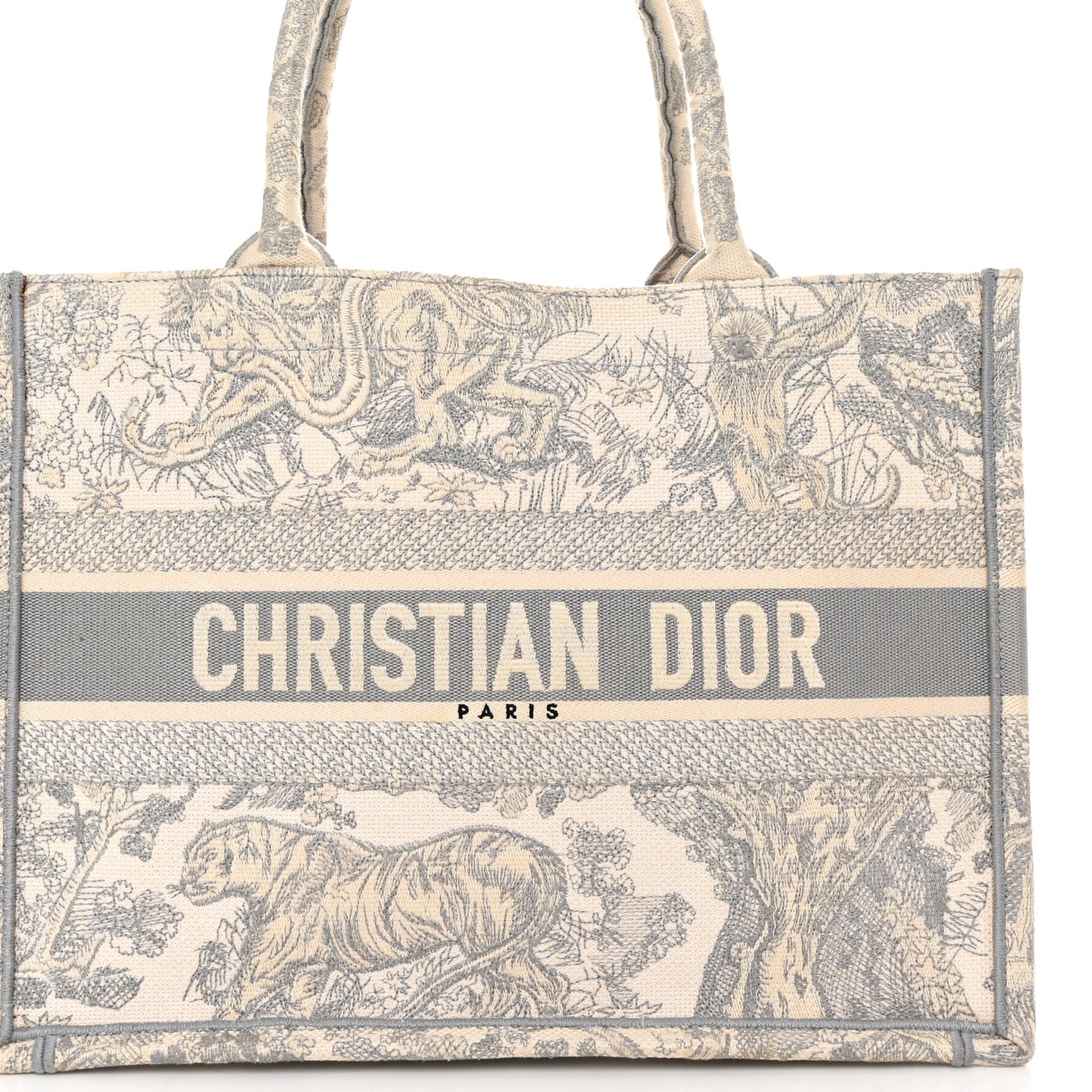 Canvas Embroidered Medium Dioriviera Toile De Jouy Book Tote Gray