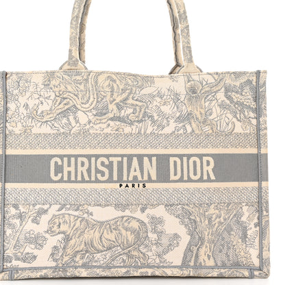 Christian Dior Canvas Embroidered Medium Dioriviera Toile De Jouy Book Tote Gray 8 of 15
