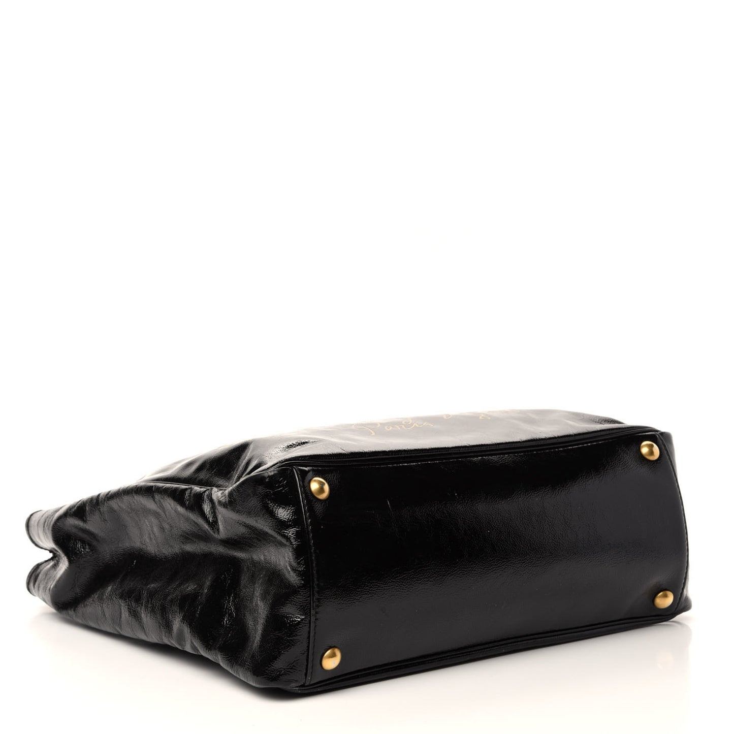 Textured Patent Small Y-Mail Tote Black