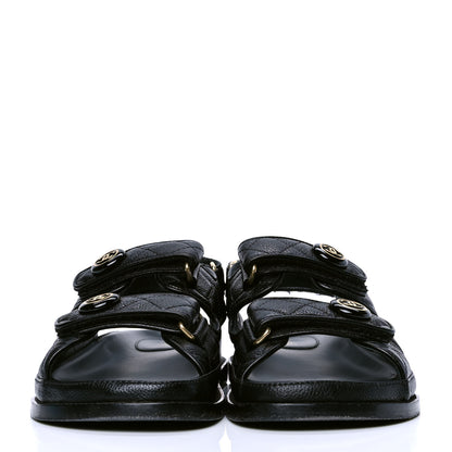 Chanel Grained Calfskin Velcro Dad Sandals 37 Black 2 of 4