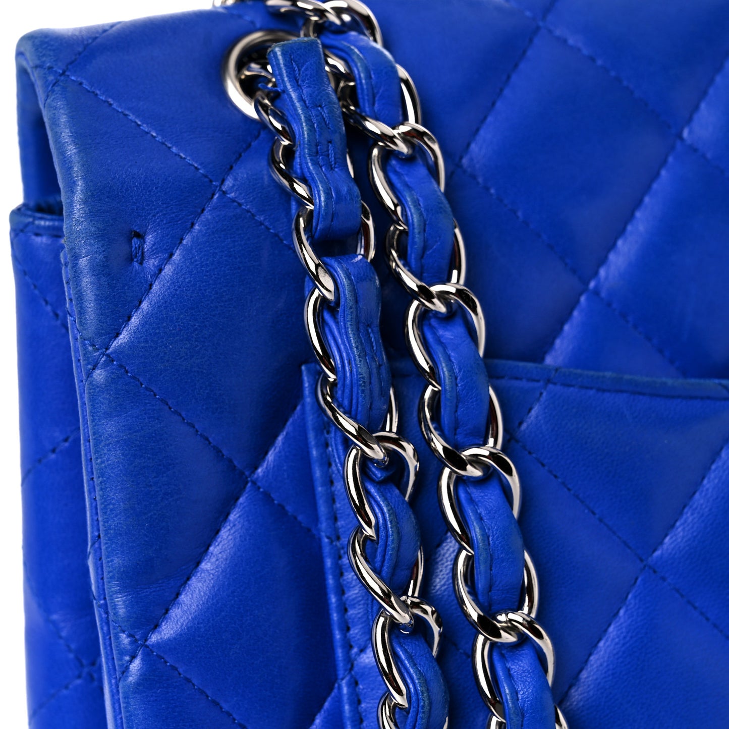 Lambskin Quilted Maxi Single Flap Blue