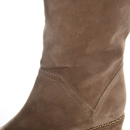 Chanel Suede Calfskin Chain Around High Boots 36 Beige 6 of 8
