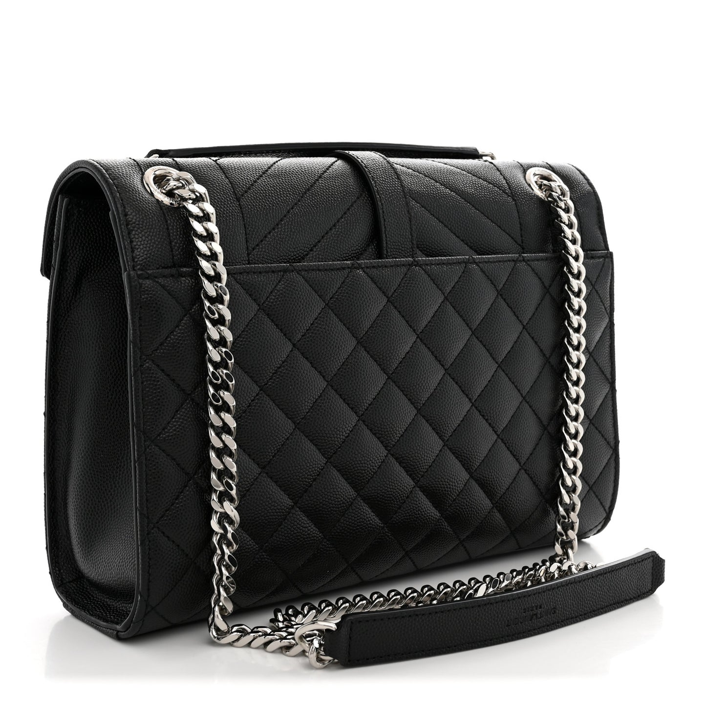 Grain De Poudre Textured Mixed Matelasse Triquilt Small Monogram Satchel Black