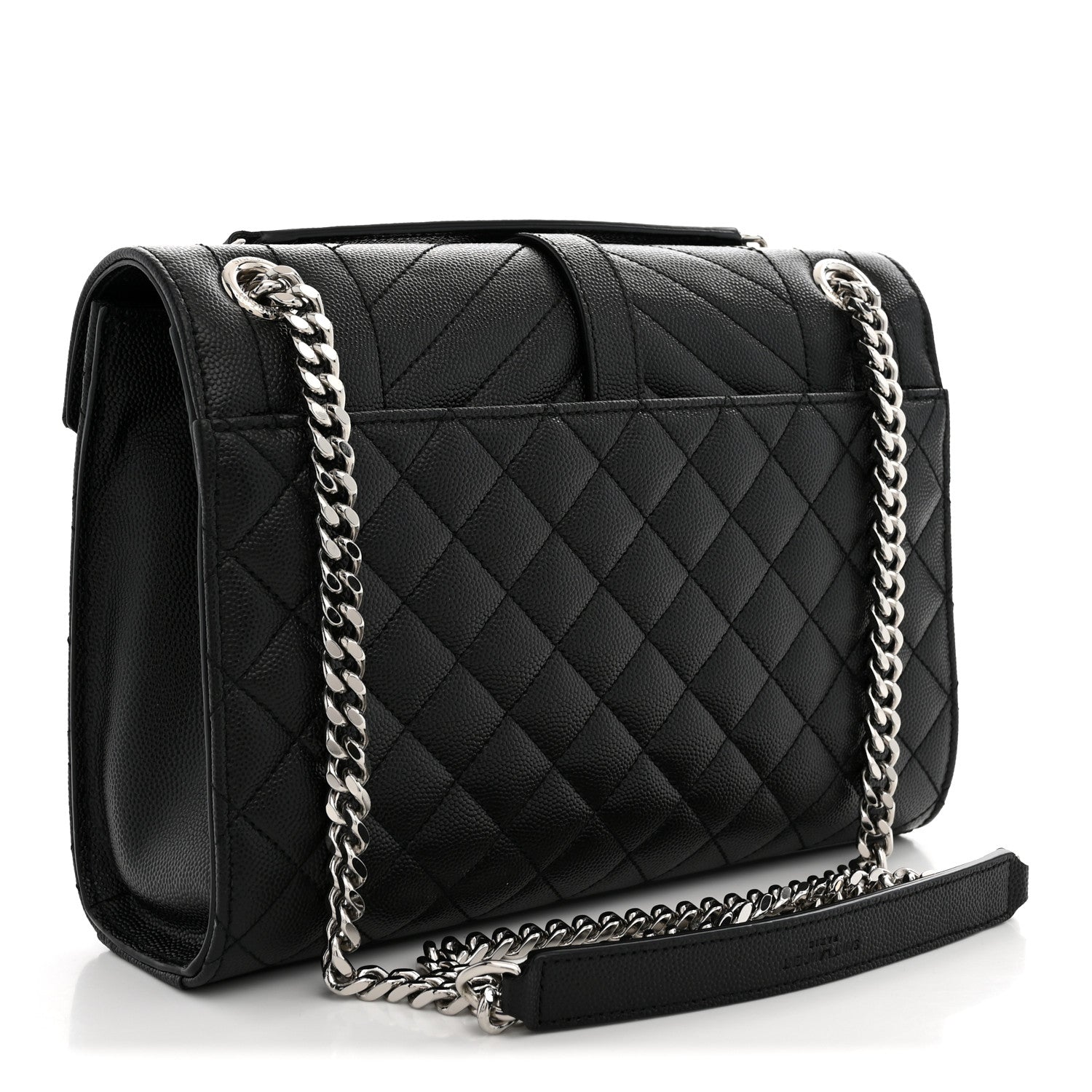 Saint Laurent Grain De Poudre Textured Mixed Matelasse Triquilt Small Monogram Satchel Black 3 of 11
