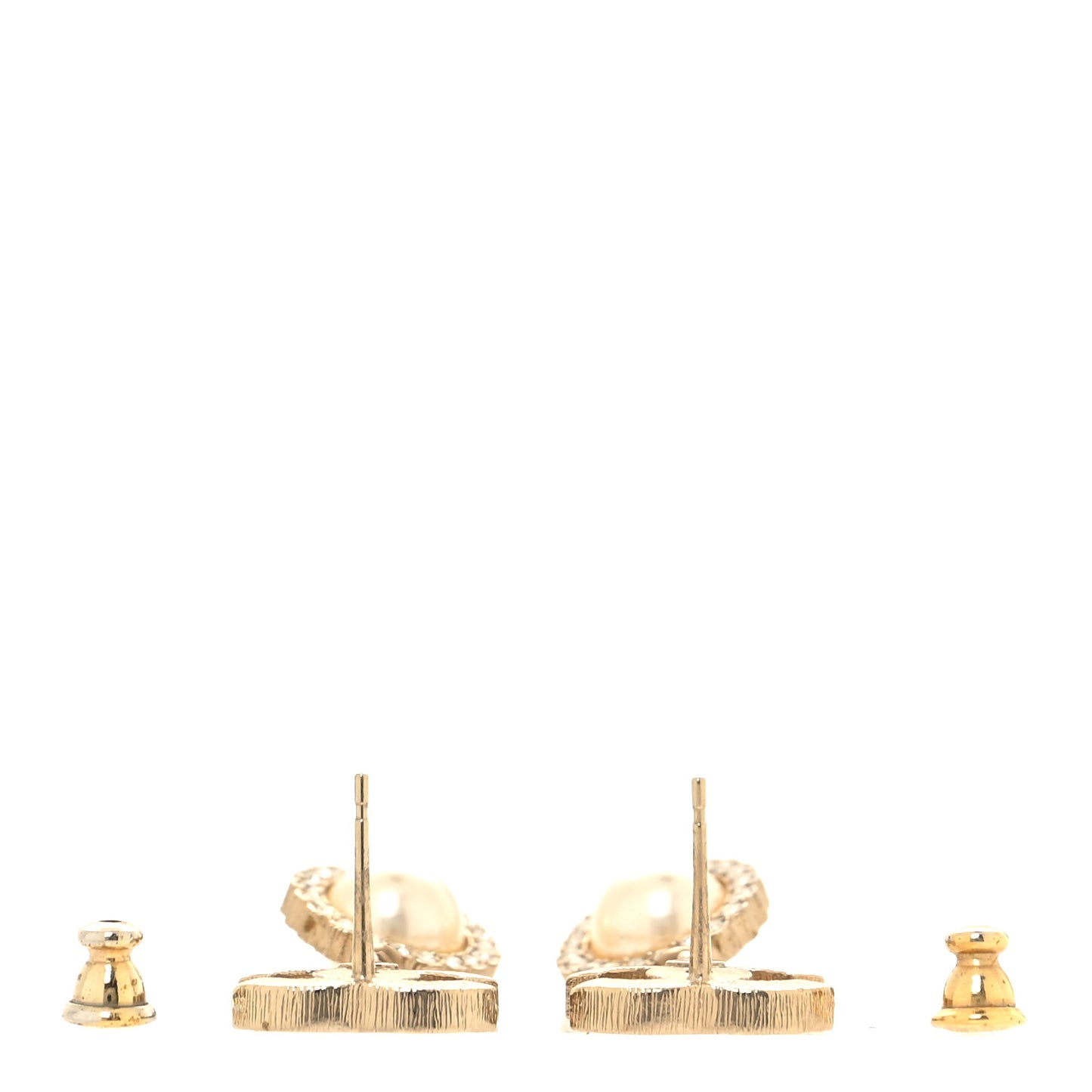 Crystal Pearl CC Drop Earrings Gold