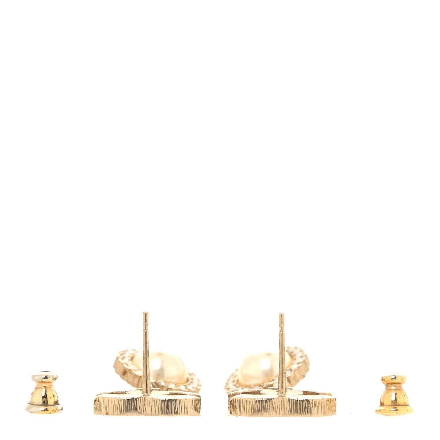 Chanel Crystal Pearl CC Drop Earrings Gold 3 of 4