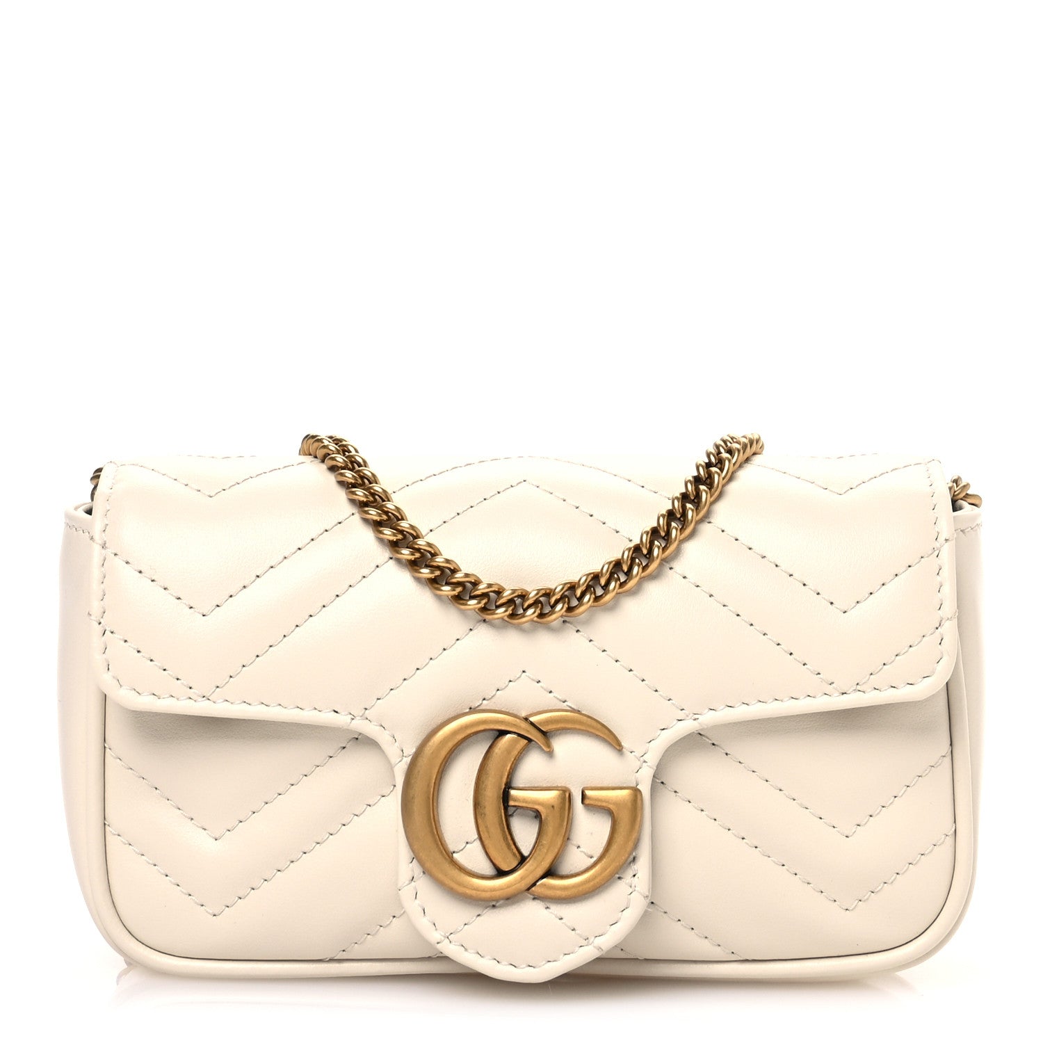 Gucci Calfskin Matelasse Super Mini GG Marmont Shoulder Bag White 1 of 11