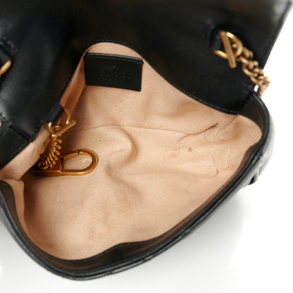 Gucci Calfskin Matelasse Super Mini GG Marmont Shoulder Bag Black 5 of 10