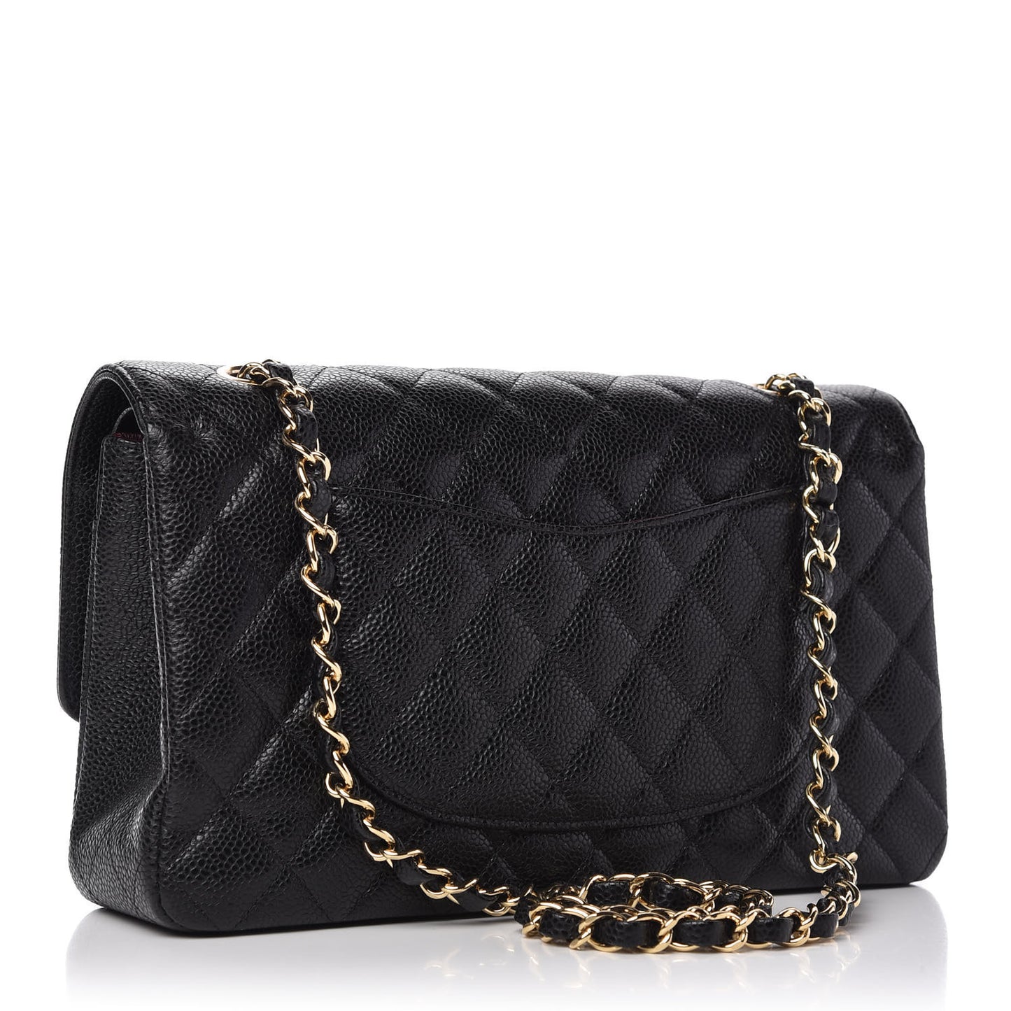 Caviar Quilted Medium Double Flap Black