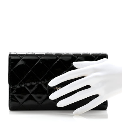 Chanel Patent Quilted Large Flap Wallet Black 2 of 11