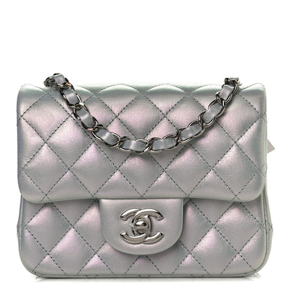 Chanel Iridescent Lambskin Quilted Mini Square Flap Light Blue 1 of 10