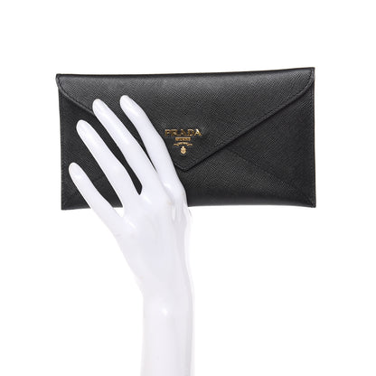 Prada Saffiano Metal Envelope Wallet Black 2 of 8