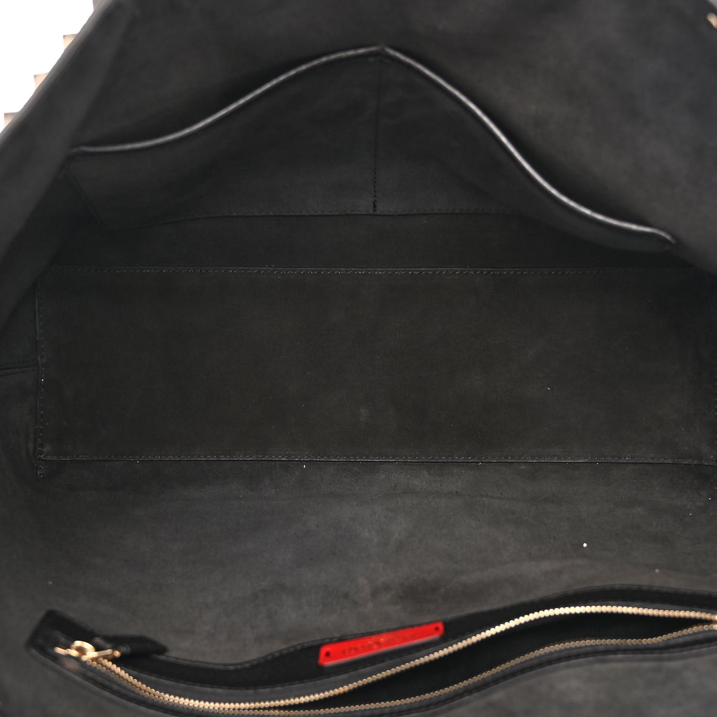 Grained Calfskin Rockstud Shoulder Tote Black