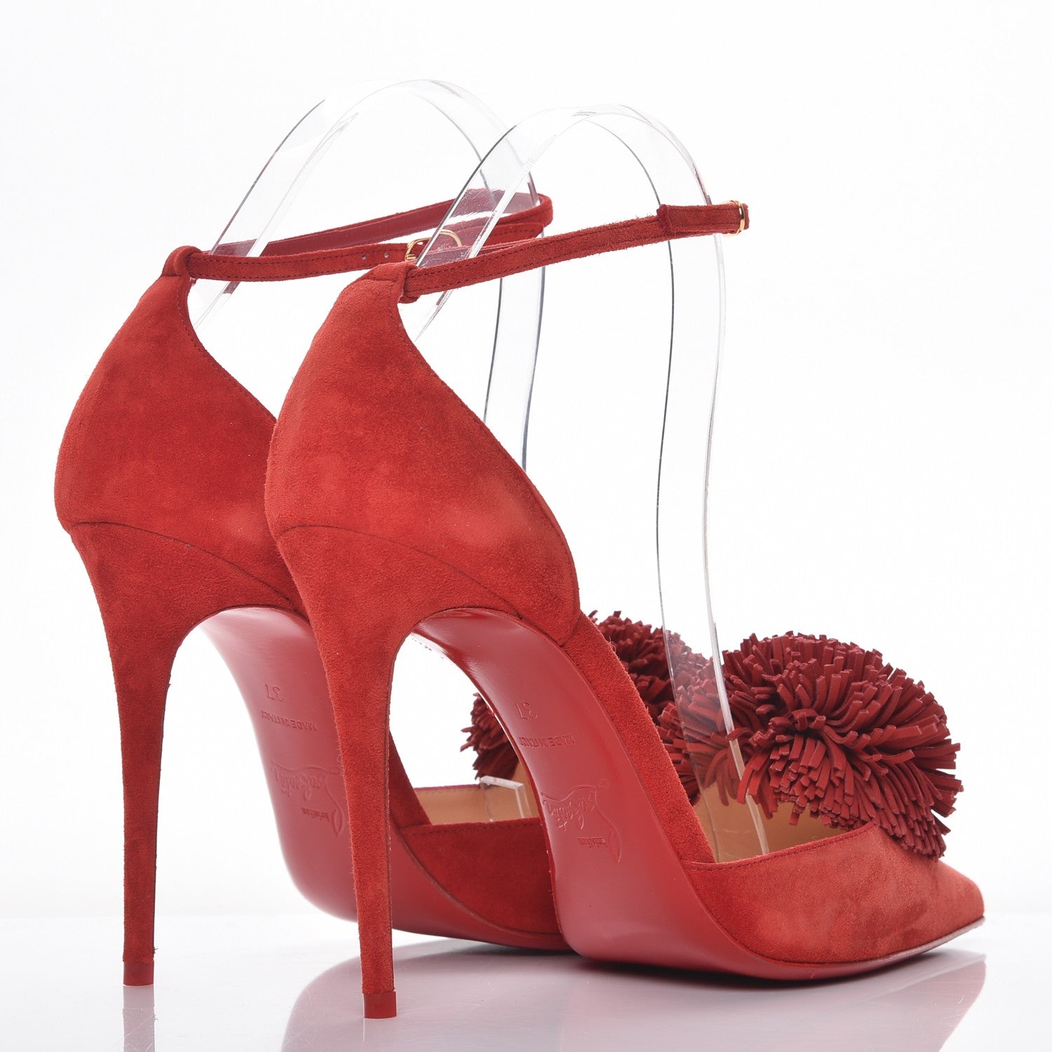 Christian Louboutin Veau Velours Tsarou 100 Pumps 37 Flamenco 4 of 8