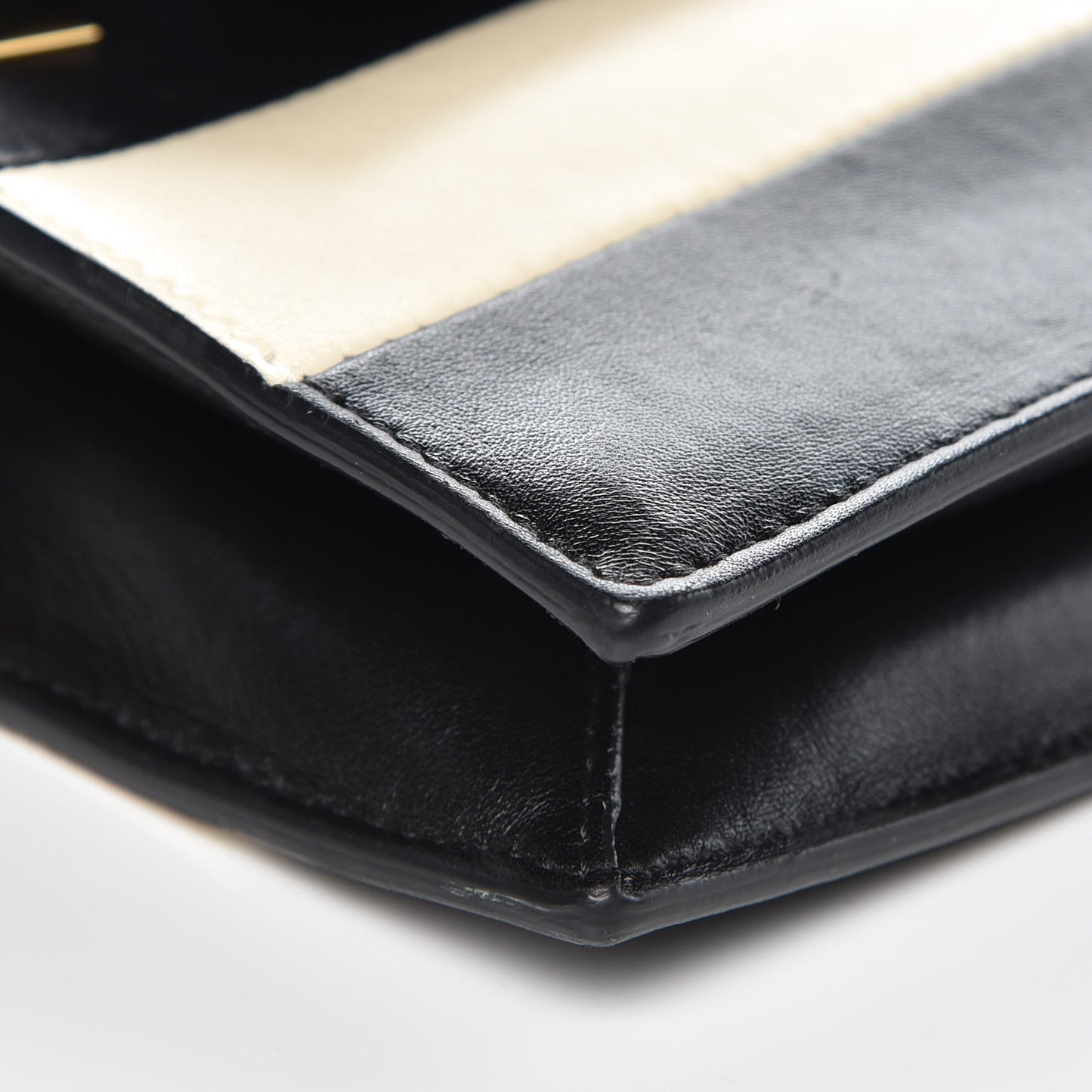 Nappa Striped My Rockstud Clutch Black Light Ivory