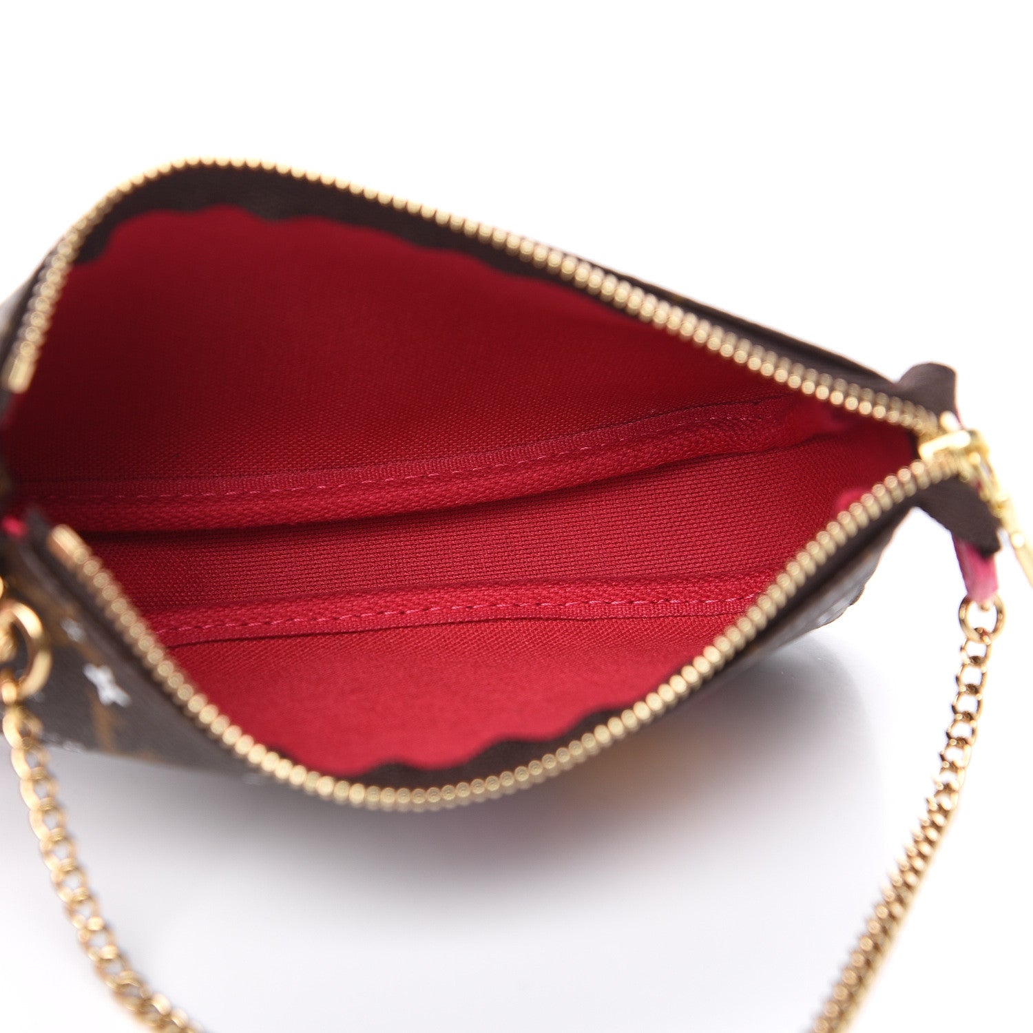Louis Vuitton Monogram 2019 Christmas Animation Mini Courchevel Pochette Accessories Fuchsia 4 of 6
