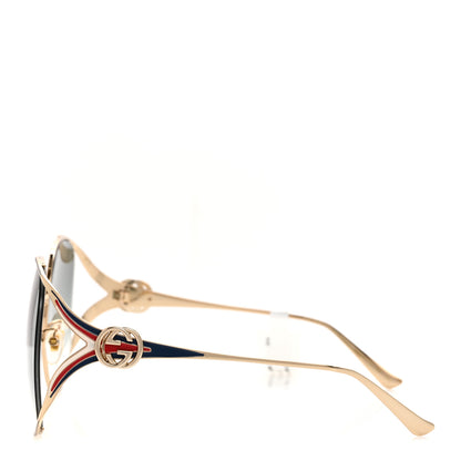 Gucci Metal Oversized Round Frame GG0225S Sunglasses Gold 5 of 14