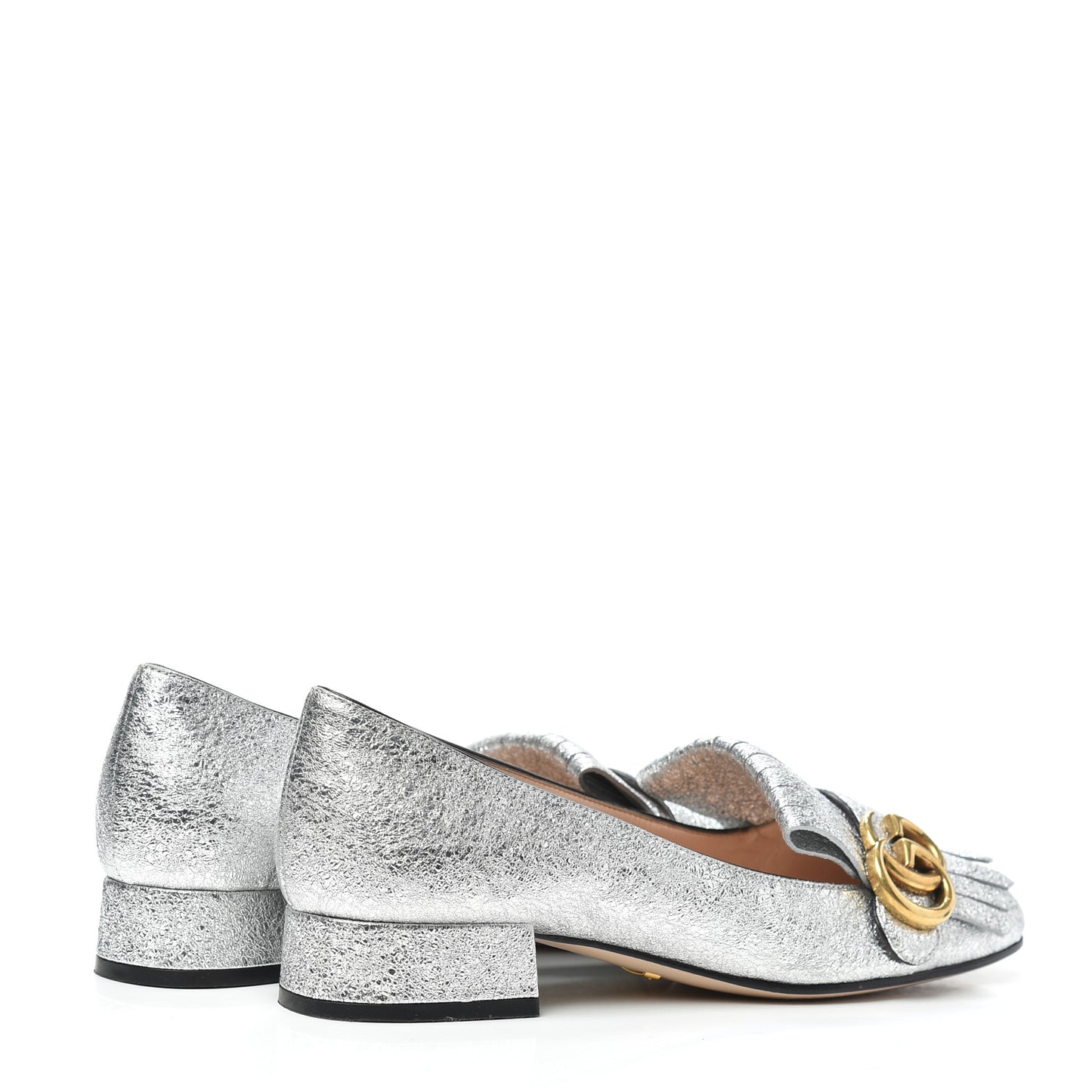 Galassia GG Marmont Fringe 25mm Loafer Pumps 37 Argento