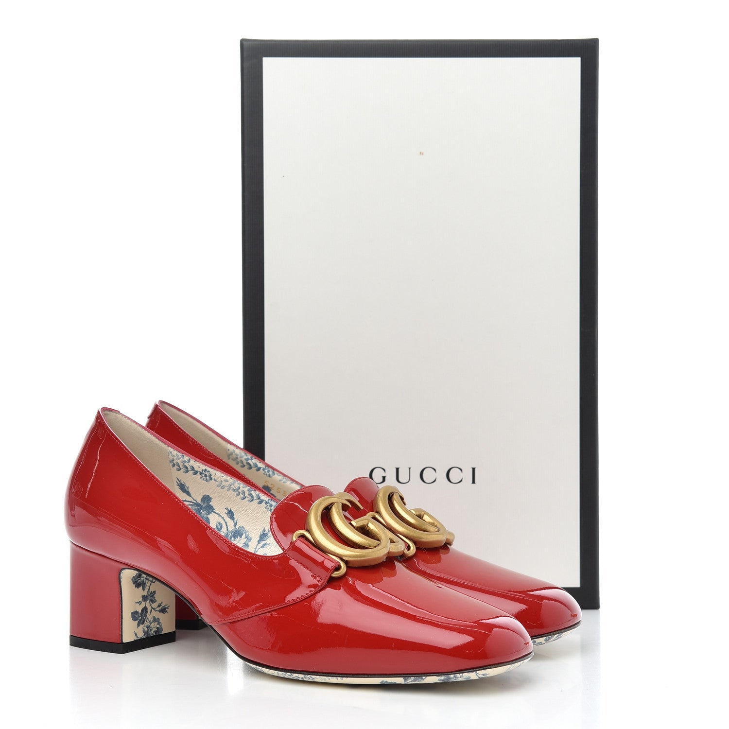 Gucci Vernice GG Victoire 55mm Loafer Pumps 38.5 Hibiscus Red 9 of 9
