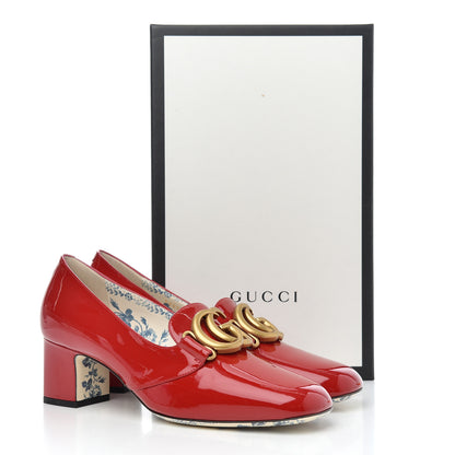 Gucci Vernice GG Victoire 55mm Loafer Pumps 38.5 Hibiscus Red 9 of 9
