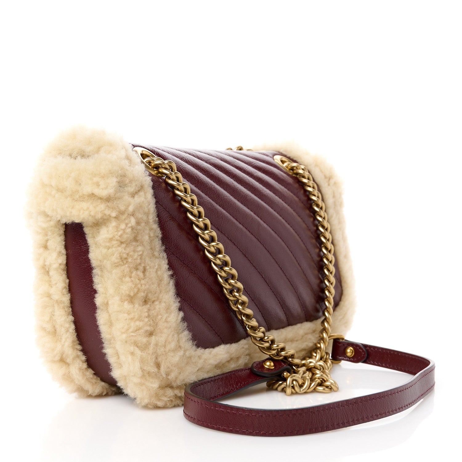 Gucci Azalea Calfskin Wool Matelasse Diagonal Small GG Marmont Shoulder Bag Sand Desert 3 of 10