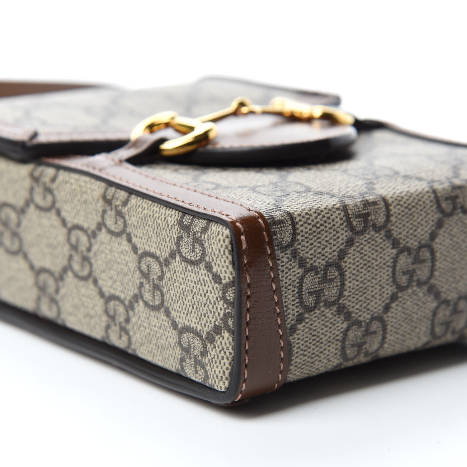 Gucci GG Supreme Monogram Mini Horsebit 1955 Crossbody Bag Beige Brown Sugar 6 of 11