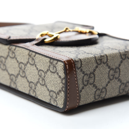 Gucci GG Supreme Monogram Mini Horsebit 1955 Crossbody Bag Beige Brown Sugar 6 of 11