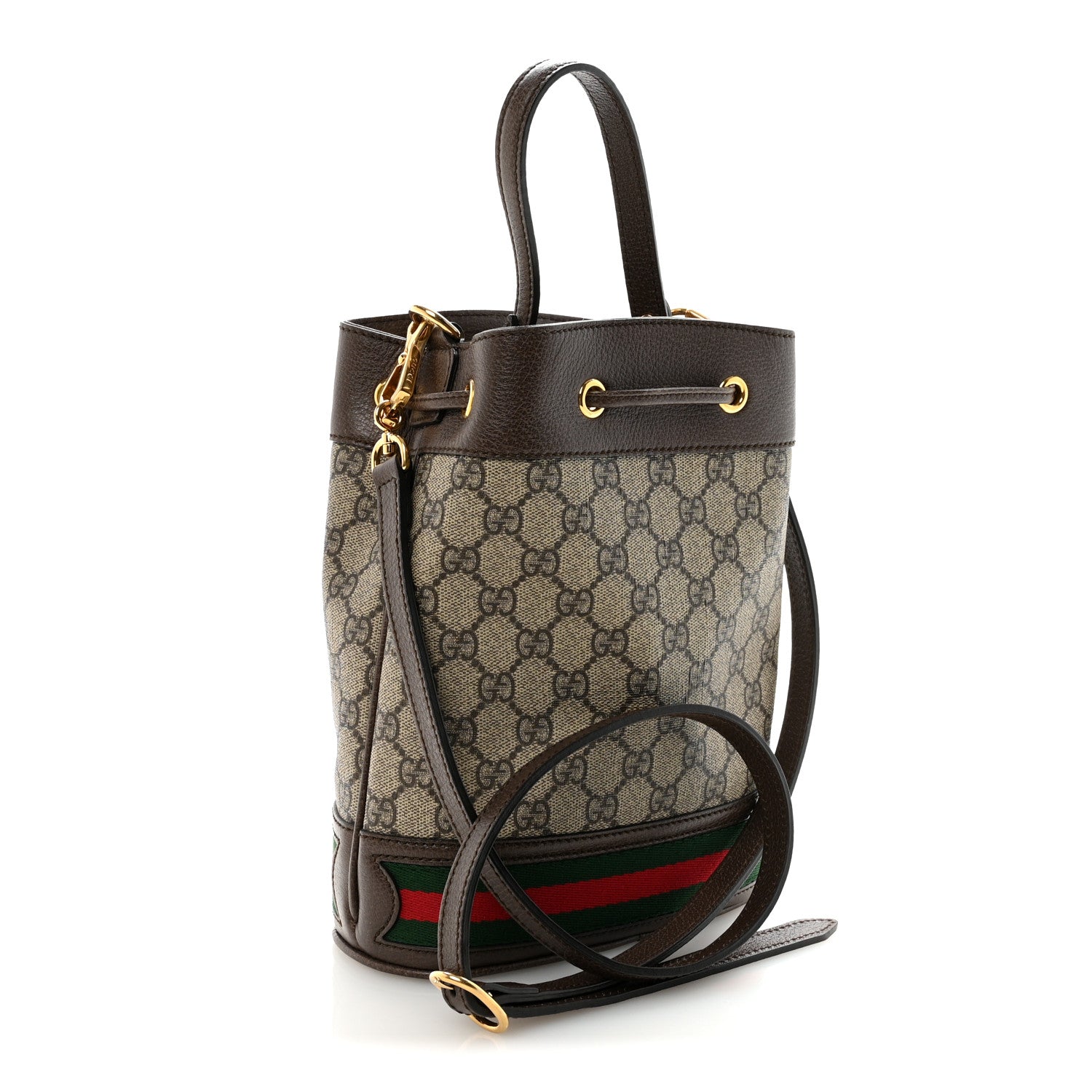 Gucci GG Supreme Monogram Web Small Ophidia Bucket Bag Brown 3 of 10