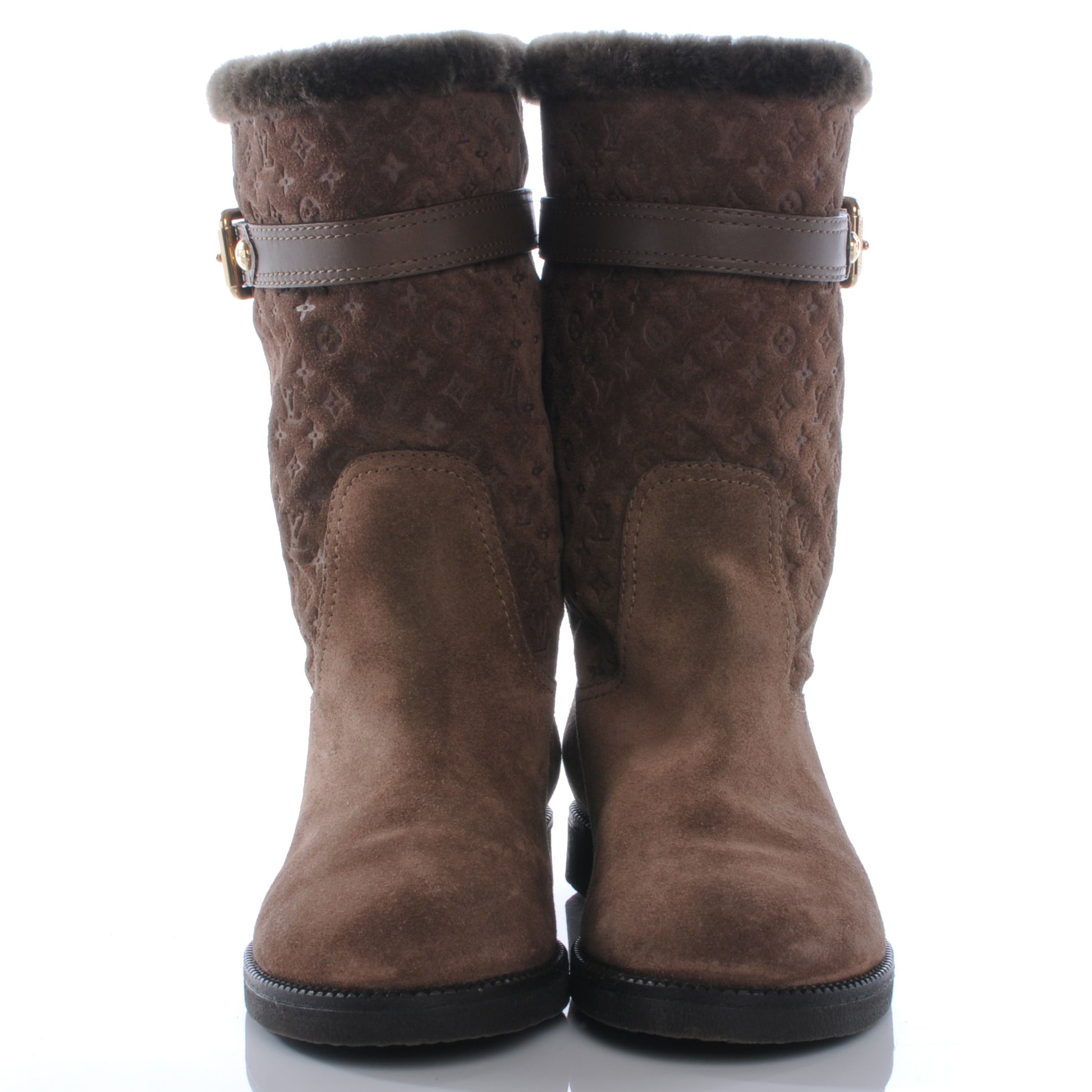 Louis Vuitton Suede Fur Wintry Boots 38 Brown 2 of 10