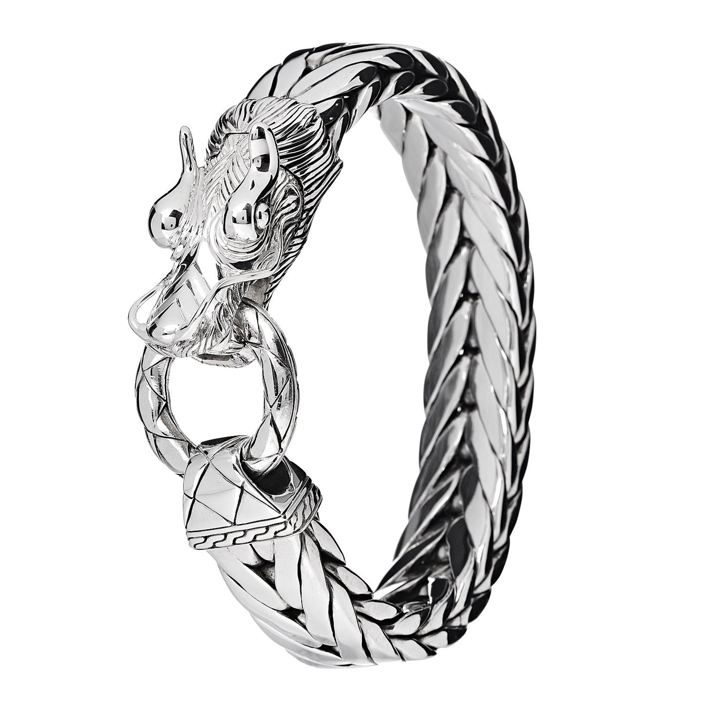 Sterling Silver 15mm Legends Naga Dragon Station Bracelet