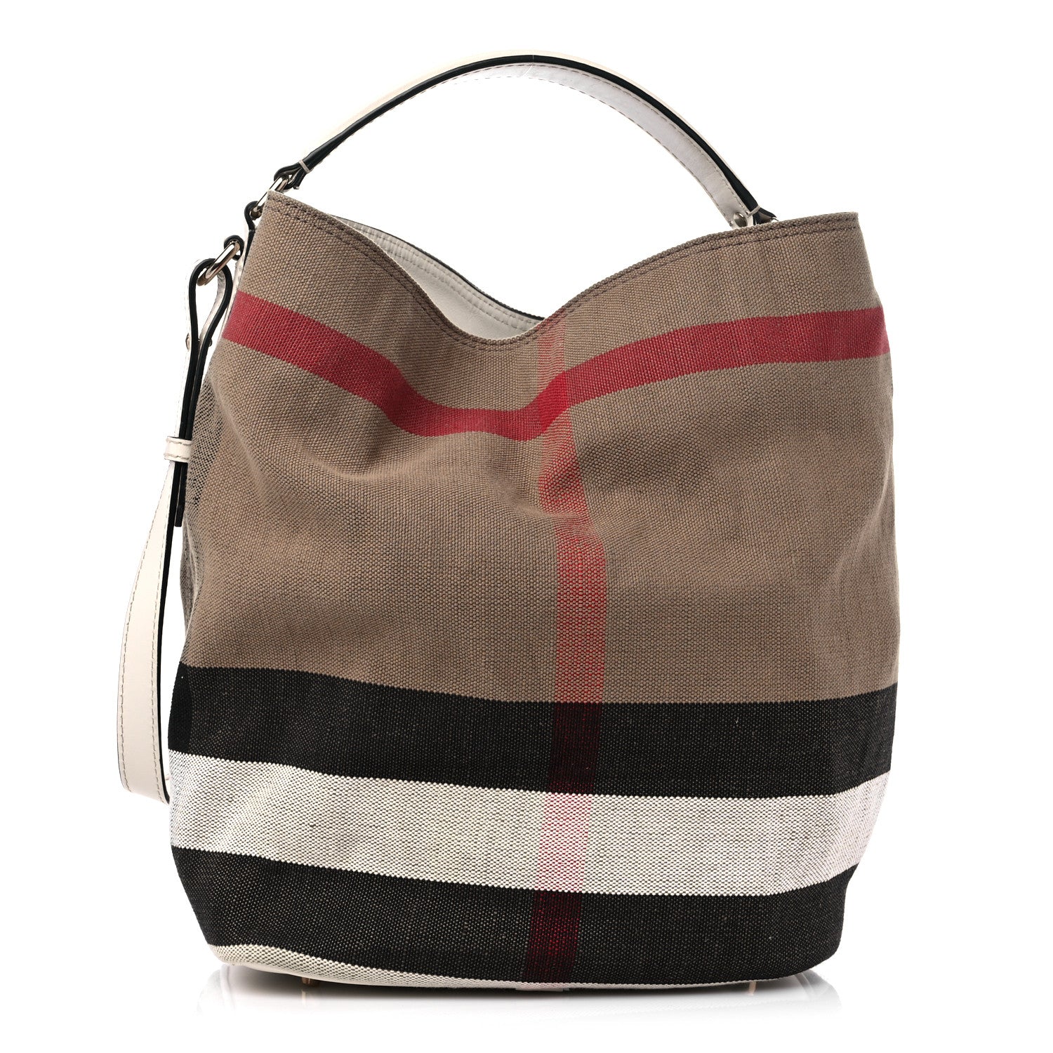Burberry Canvas Mega Check Medium Ashby Hobo White 1 of 13