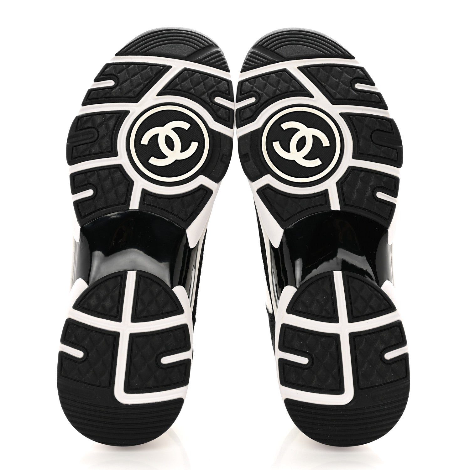Chanel Fabric Suede Calfskin CC Sneakers 38.5 White Black 5 of 8