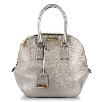 Burberry Metallic Heritage Grain Medium Orchard Bowling Bag Silver 1 of 10