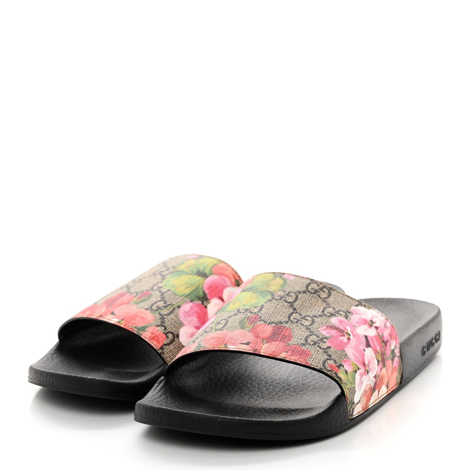 Gucci GG Supreme Monogram Blooms Slide Sandals 41 Beige Multicolor 3 of 9