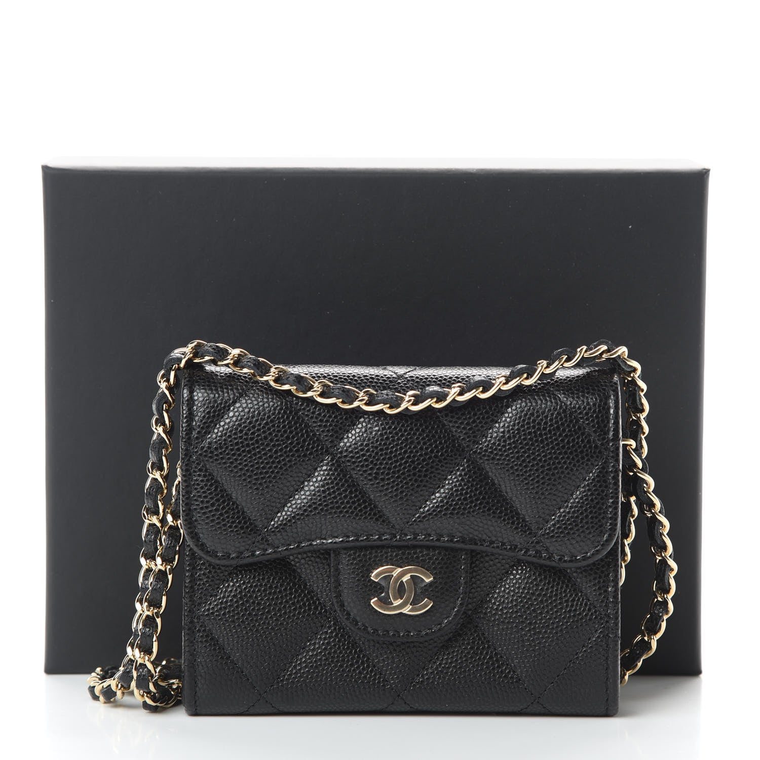Chanel Caviar Quilted Flap Card Holder On Chain Black 12 of 12