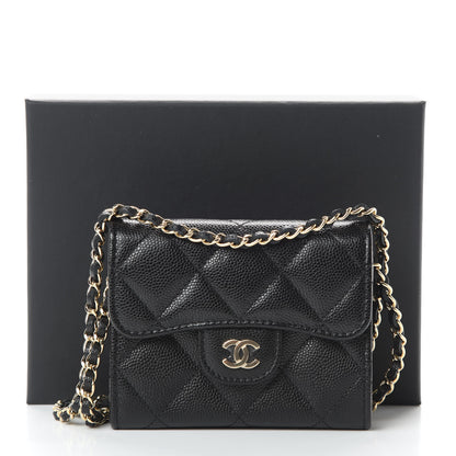 Chanel Caviar Quilted Flap Card Holder On Chain Black 12 of 12