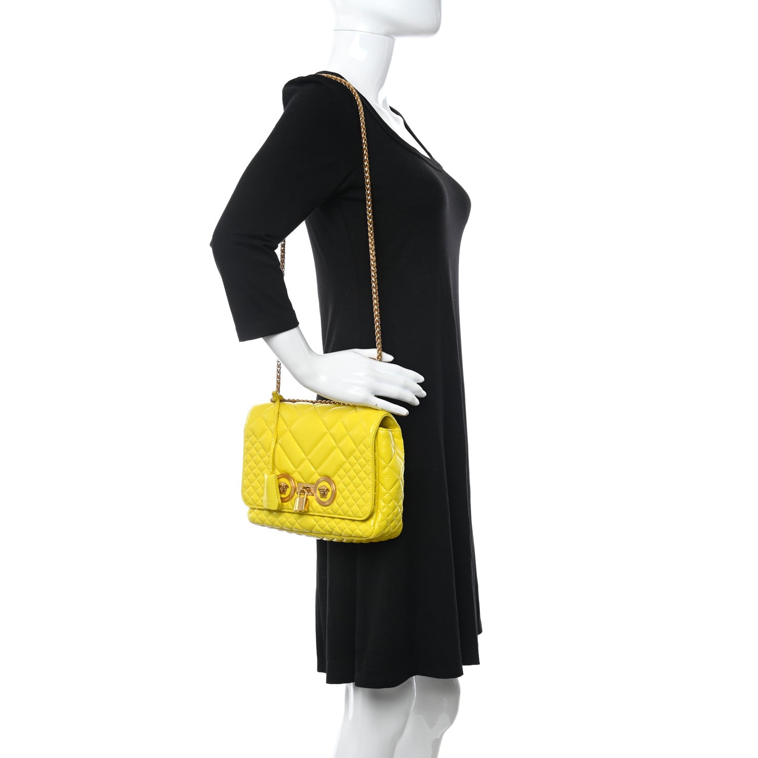 Versace Nappa Quilted Icon Shoulder Bag Yellow 2 of 10